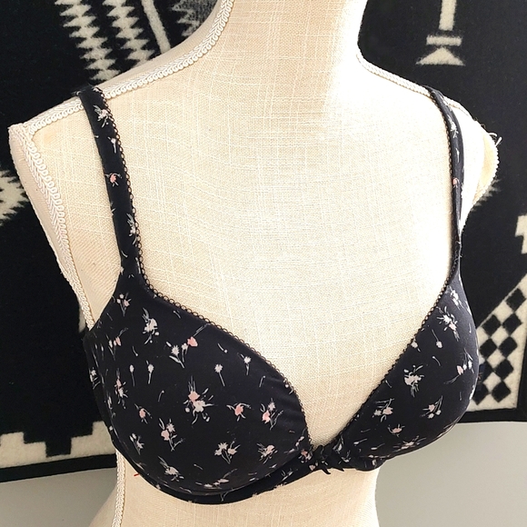 🖤 GUC Victoria's Secret T-shirt Floral Print Push Up Underwire Convertible Bra - Picture 2 of 9